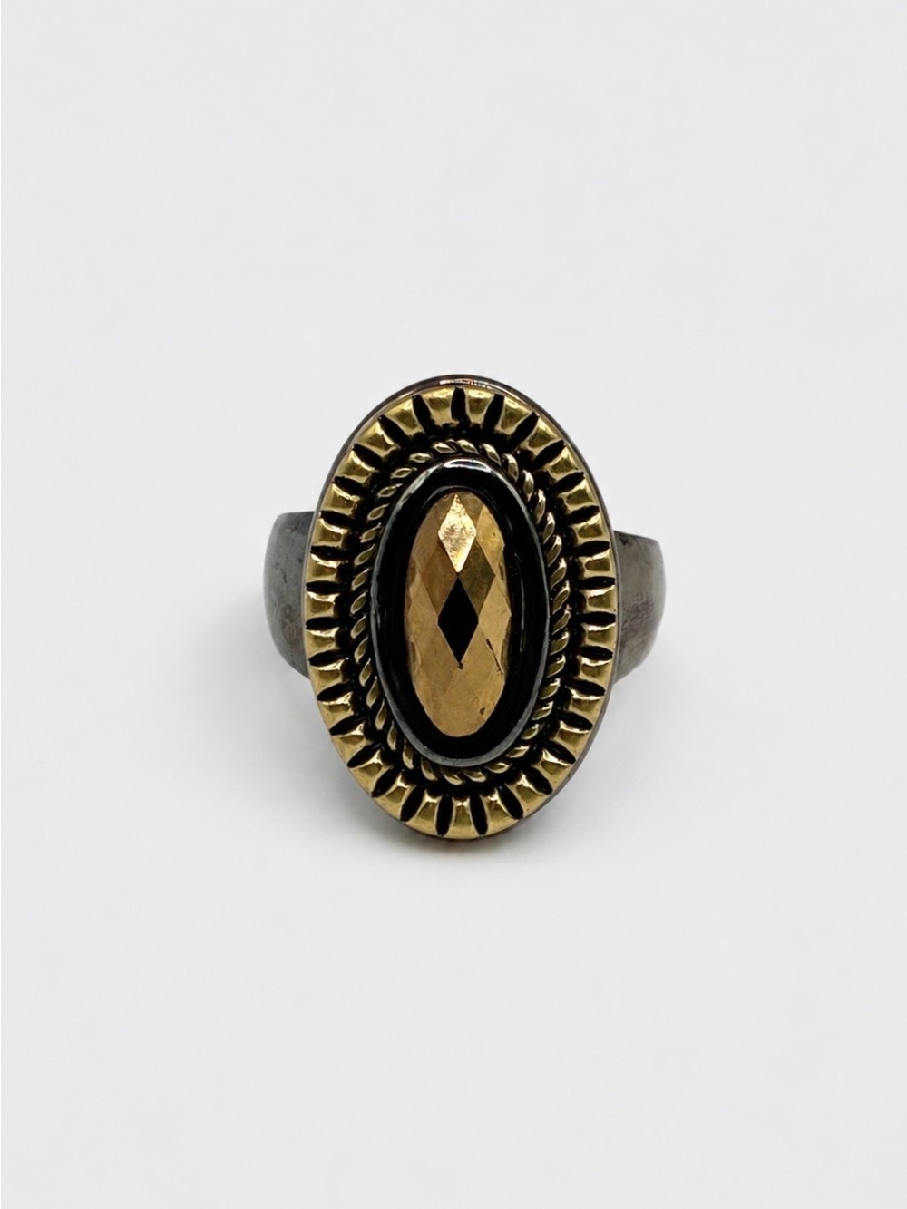 Lia Sophia Oval Faceted Statement Ring Size 9